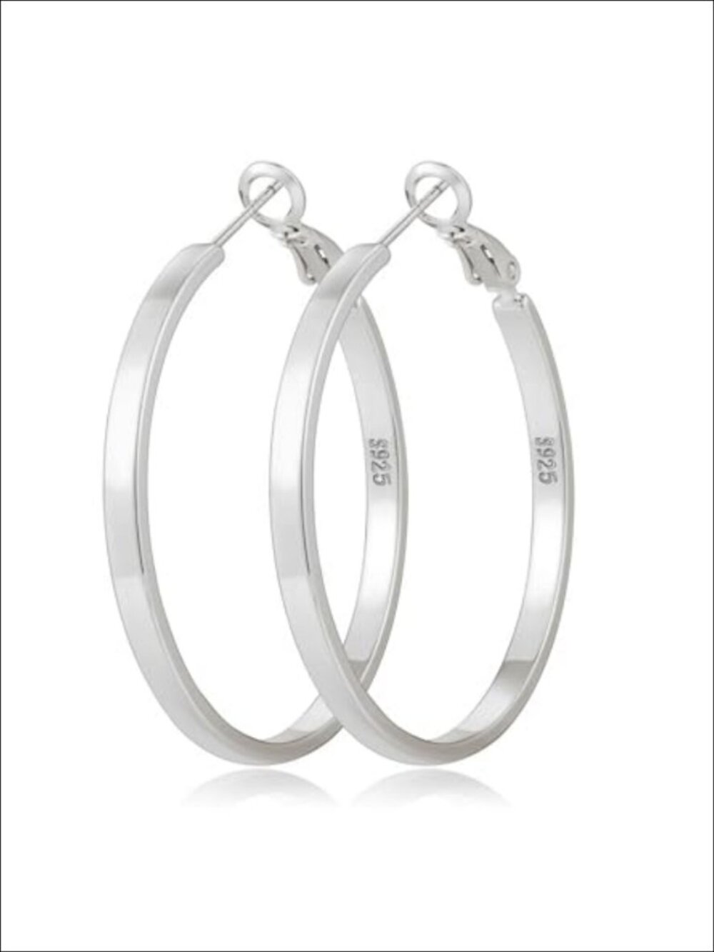 Sterling Silver Hoop Earrings Hypoallergenic Lightweight Latch Back